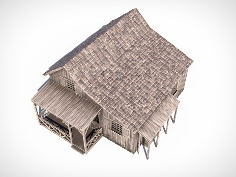 Abandoned Wooden House PBR 3D Model