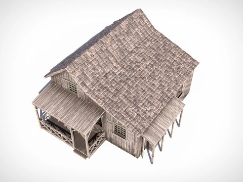 Покинутий дерев'яний будинок PBR 3D Модель