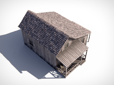 Abandoned Wooden House PBR 3D Model