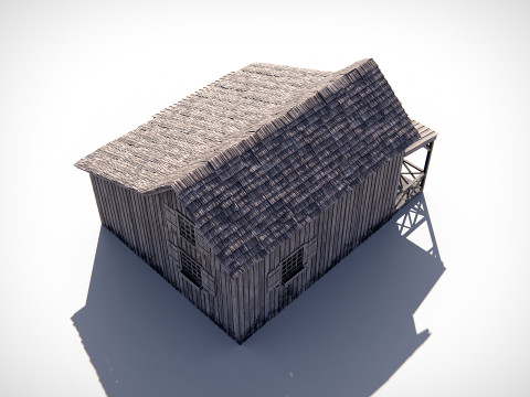 Abandoned Wooden House PBR 3D Model