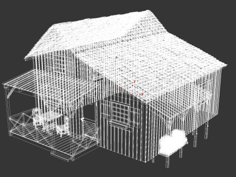 Abandoned Wooden House PBR 3D Model