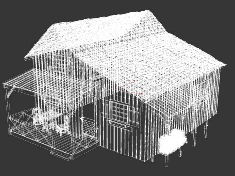 Покинутий дерев'яний будинок PBR 3D Модель