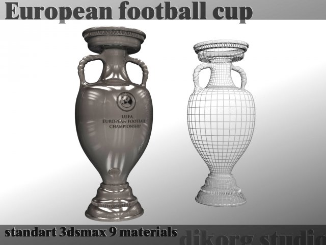 soccer trophy 2016 france 3Dモデル .c4d .max .obj .3ds .fbx .stl .blend 