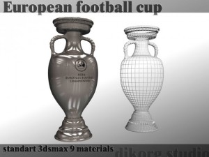 soccer trophy 2016 france 3D Model