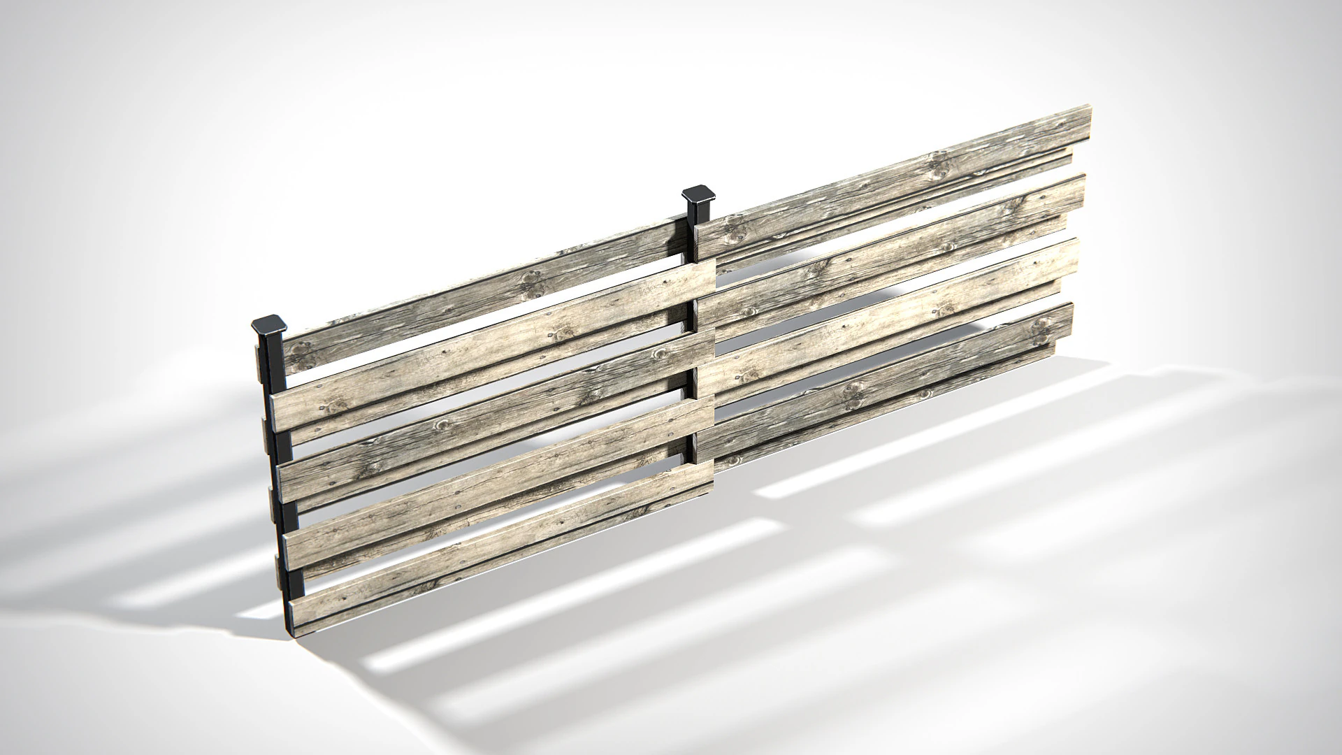 Wooden Planks Fence PBR 3D Model .c4d .max .obj .3ds .fbx .stl .blend 