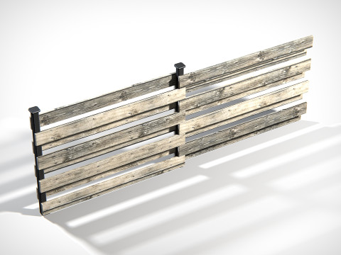 Wooden Planks Fence PBR 3D 模型