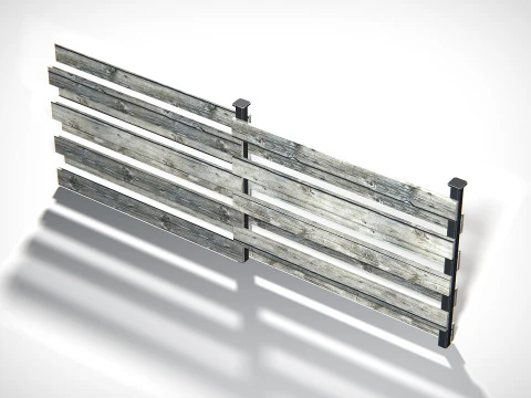 Wooden Planks Fence PBR 3D Model