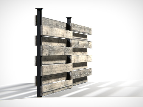 Wooden Planks Fence PBR 3D मॉडल