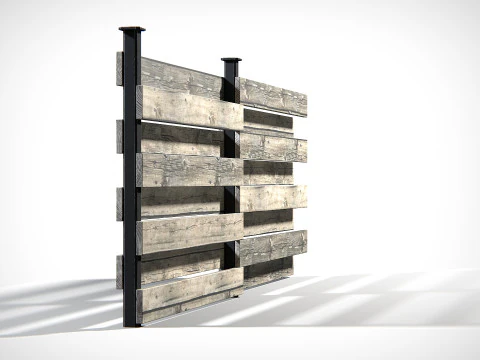 Wooden Planks Fence PBR 3D Model