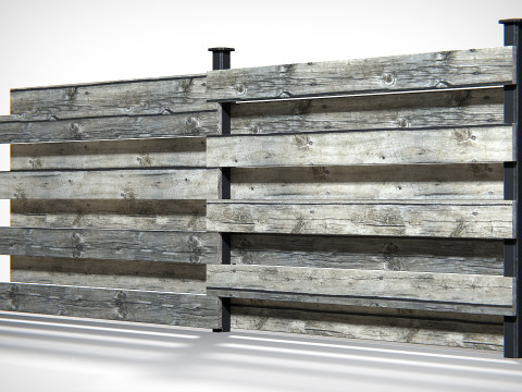 Wooden Planks Fence PBR 3D मॉडल