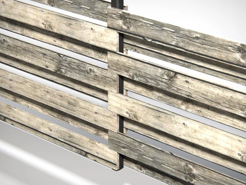 Wooden Planks Fence PBR 3D Model