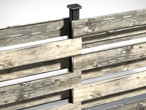 Wooden Planks Fence PBR 3D Model
