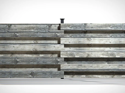 Wooden Planks Fence PBR 3D Model