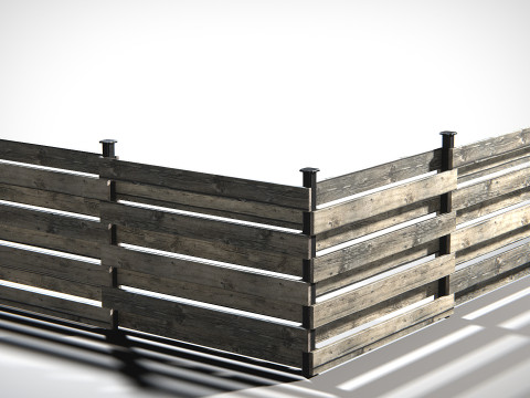 Wooden Planks Fence PBR 3D मॉडल