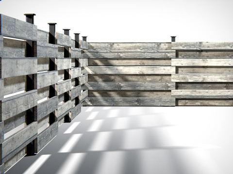 Wooden Planks Fence PBR 3D मॉडल