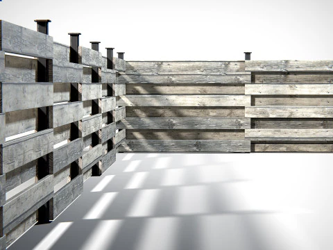 Wooden Planks Fence PBR 3D Model