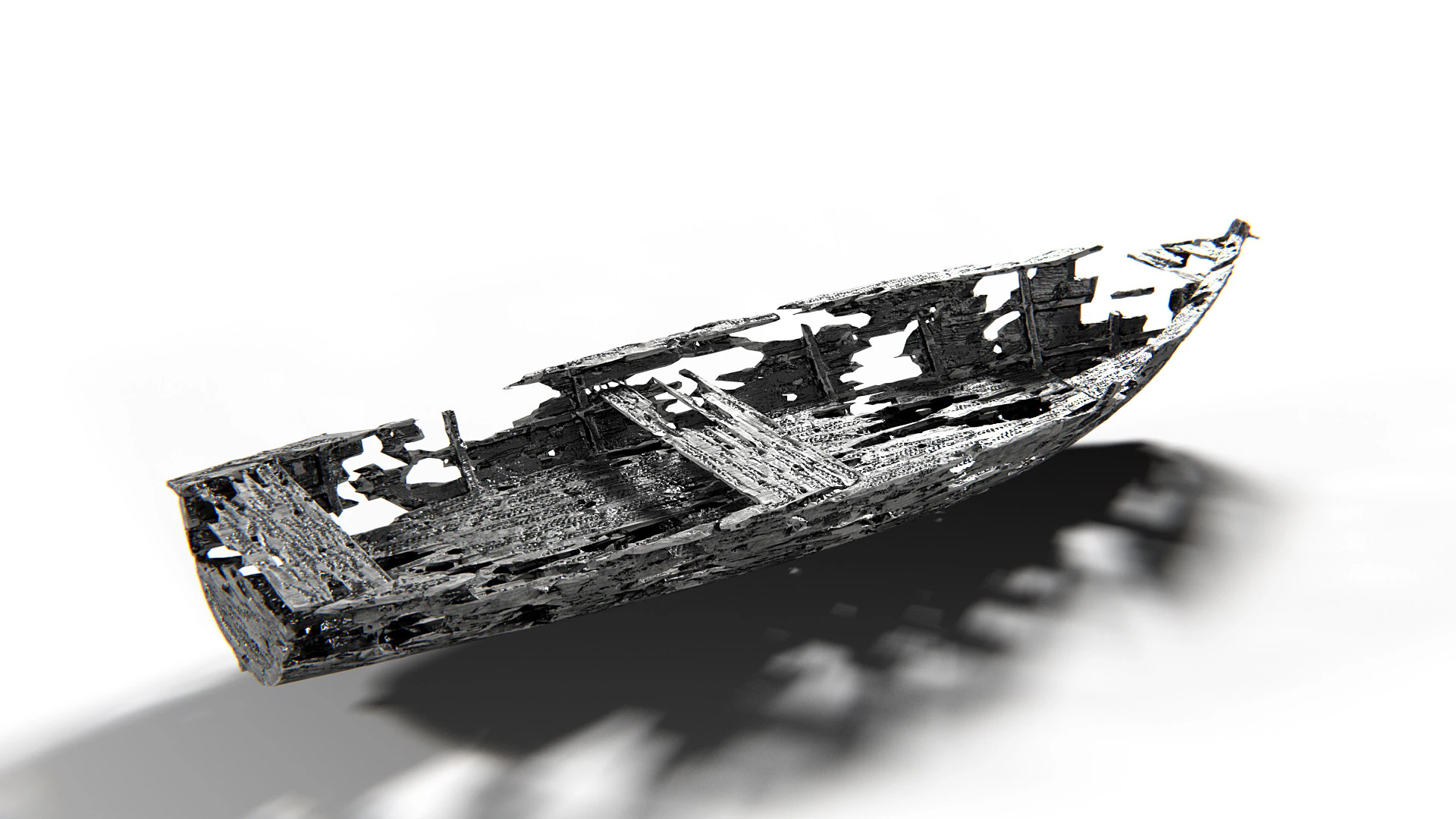 Wooden Broken Boat PBR 3D Model .c4d .max .obj .3ds .fbx .stl .blend 