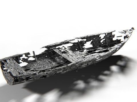 Wooden Broken Boat PBR 3D Модель