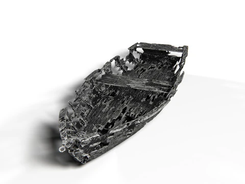 Wooden Broken Boat PBR 3D Model