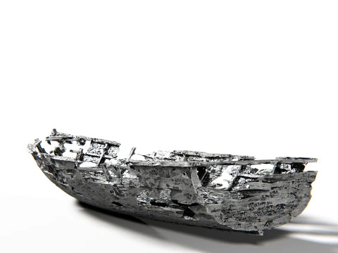 Wooden Broken Boat PBR 3D Model