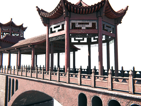 Asian Bridge PBR 3D Модель
