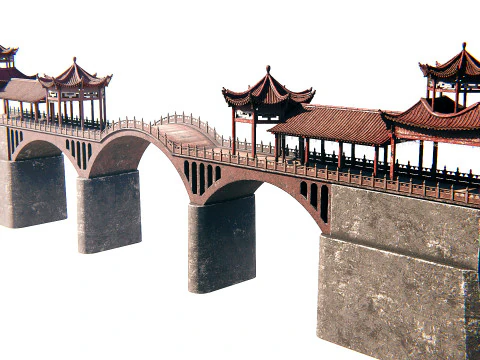 Asian Bridge PBR 3D Model