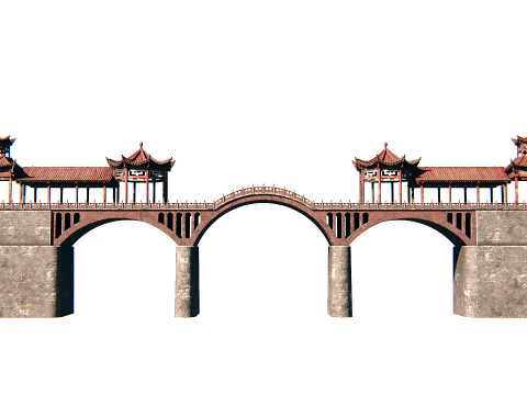 Asian Bridge PBR 3D Model