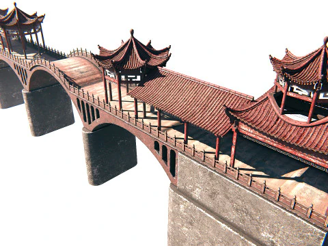 Asian Bridge PBR 3D Model