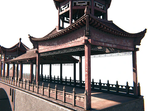 Asian Bridge PBR 3D Model