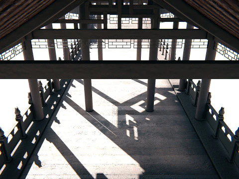 Asian Bridge PBR 3D Model