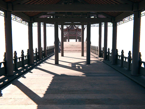 Asian Bridge PBR 3D Model