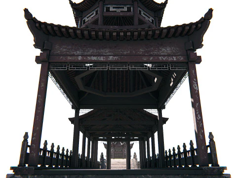 Asian Bridge PBR 3D Model