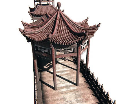 Asian Bridge PBR 3D Model