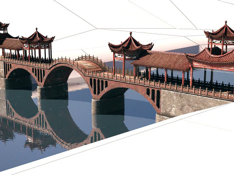 Asian Bridge PBR 3D Model