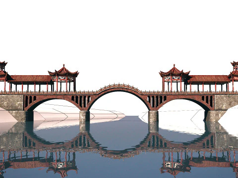 Asian Bridge PBR 3D Model