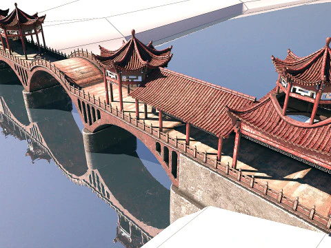 Asian Bridge PBR 3D Model