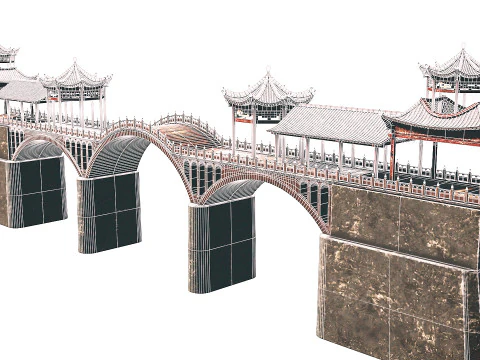 Asian Bridge PBR 3D Model