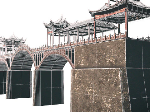 Asian Bridge PBR 3D Model