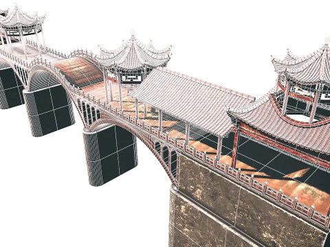 Asian Bridge PBR 3D Model