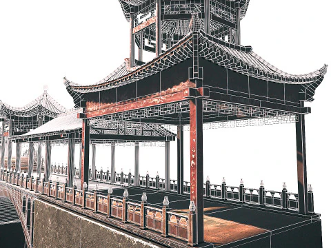 Asian Bridge PBR 3D Model