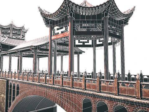Asian Bridge PBR 3D Model