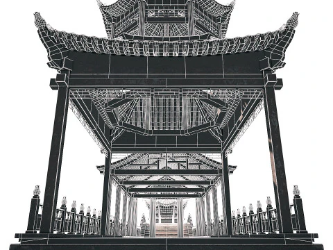 Asian Bridge PBR 3D Model