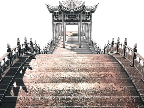 Asian Bridge PBR 3D Model