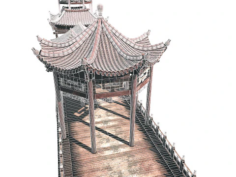 Asian Bridge PBR 3D Model