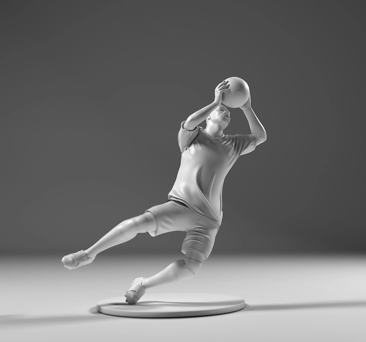 Footballer 05 GoalKeeper 01 Stl 3D Print Model .c4d .max .obj .3ds .fbx .stl .blend 