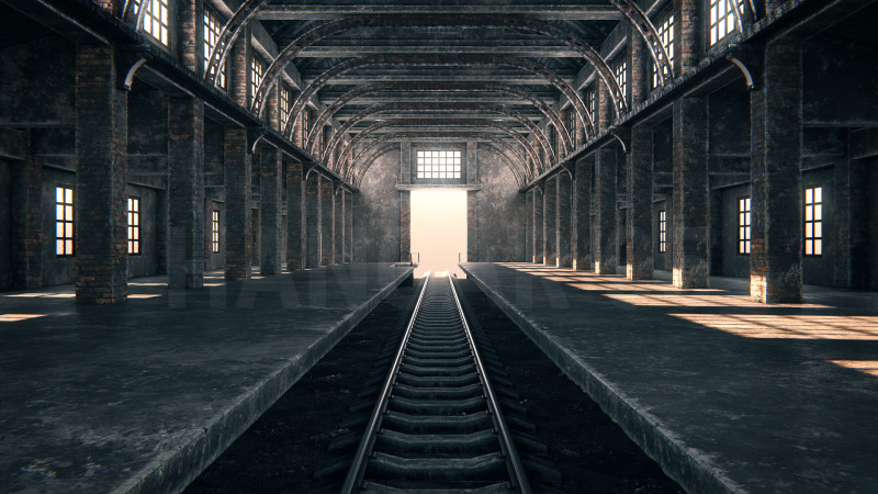 Hangar 05 Railway Station PBR 3D 模型 .c4d .max .obj .3ds .fbx .stl .blend 