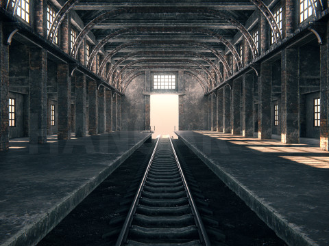 Hangar 05 Railway Station PBR 3D Модель