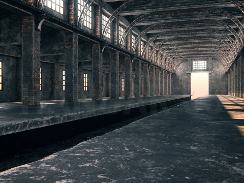Hangar 05 Railway Station PBR 3D Model