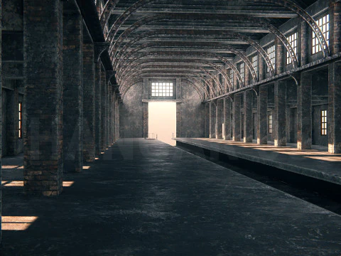 Hangar 05 Railway Station PBR 3D Model