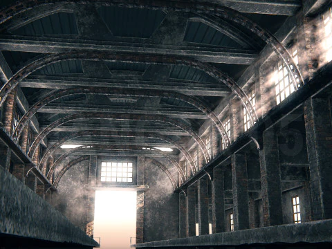 Hangar 05 Railway Station PBR 3D Model